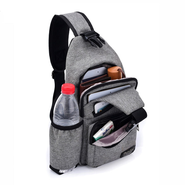 Sling Bag Shoulder Satchel With Side Bottle Pocket