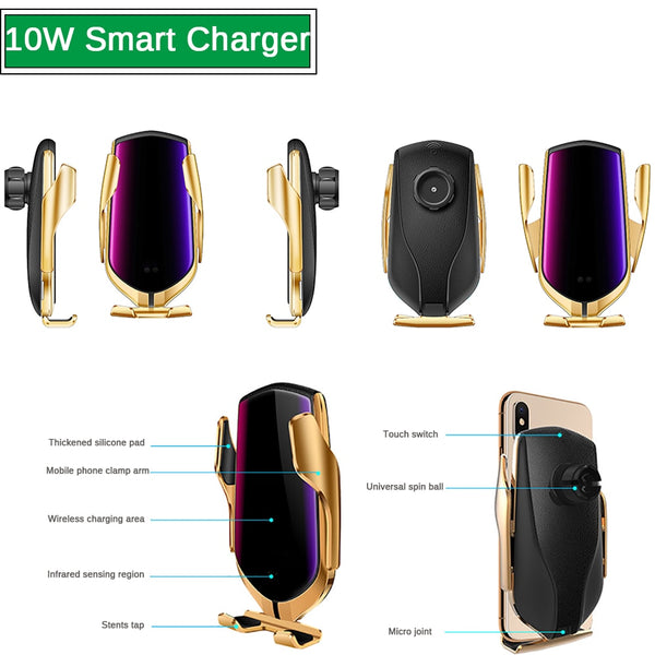 Automatic Clamping 10W Car Wireless Charger